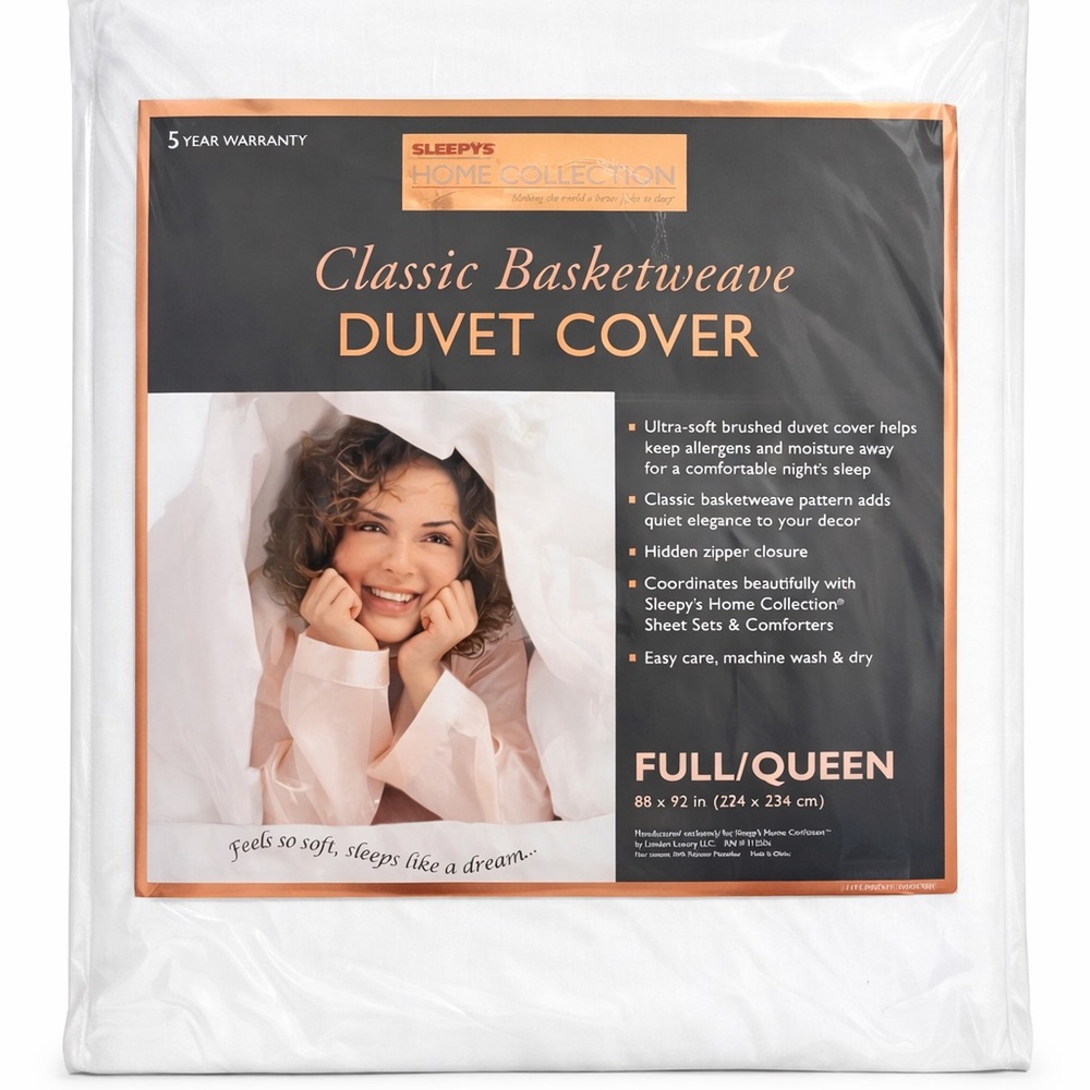 🛏️ NEW Sleepy’s Home Basketweave Duvet Cover – White – Full/Queen – Sealed